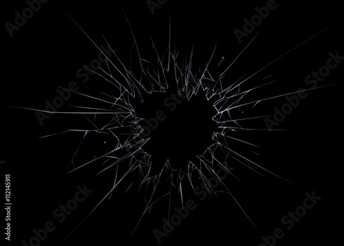 Broken glass, dark background. Vector illustration