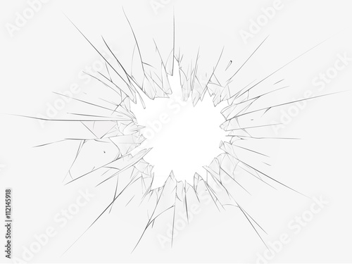 Broken glass, white background. Vector illustration