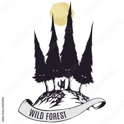 Logo wild forest with fox