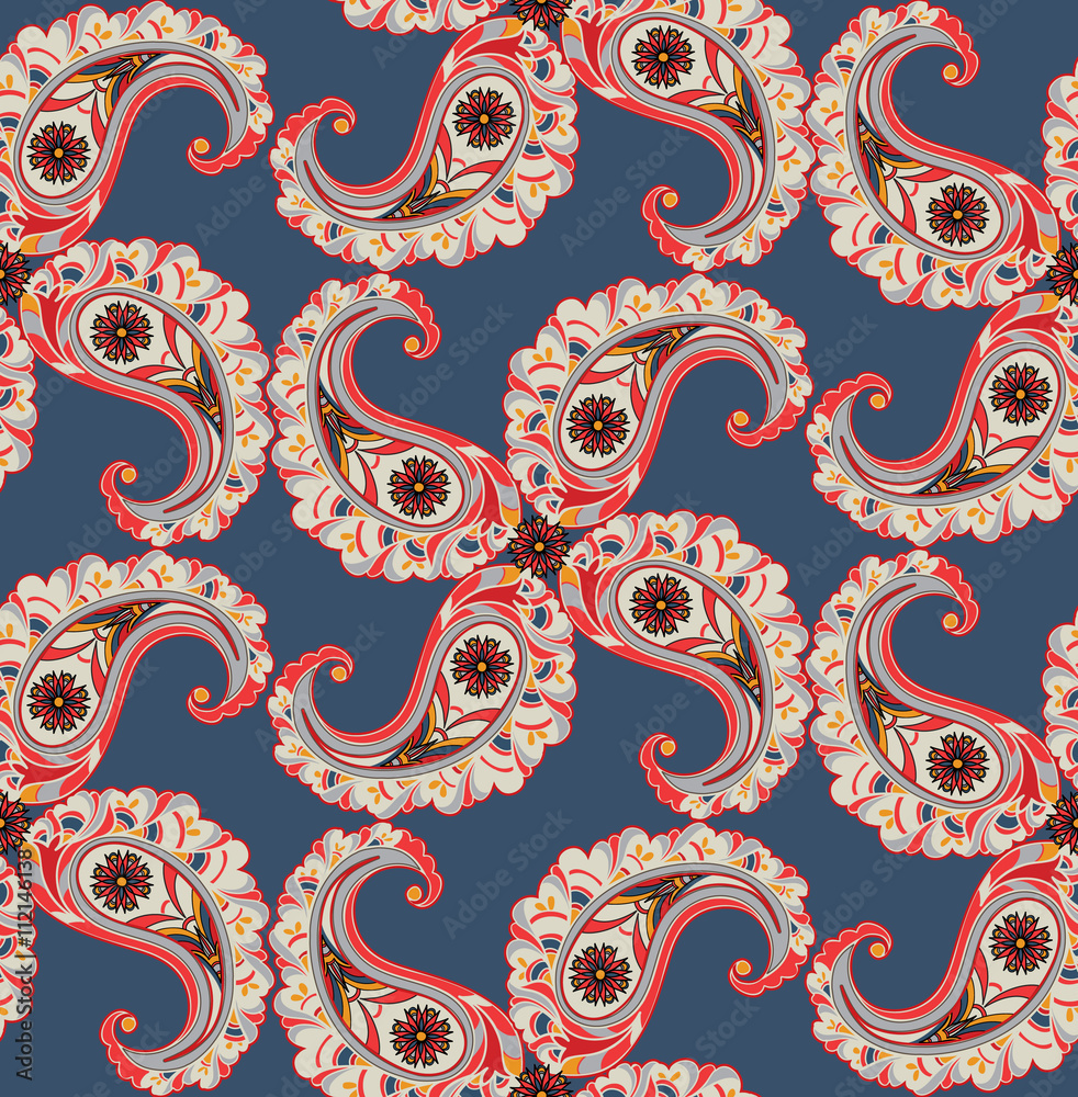 Obraz premium Foral geometric seamless pattern. Abstract flourish oriental fractal ornament