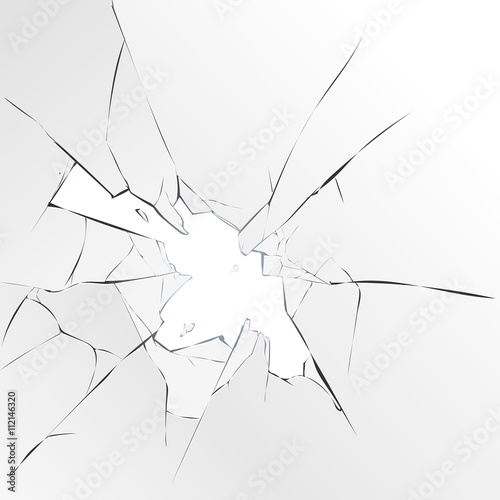 Broken glass on a white background, vector