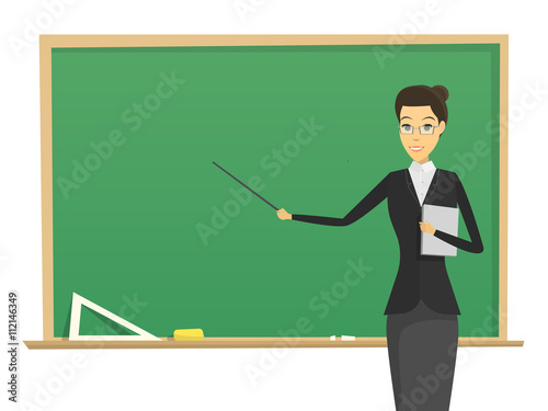 cartoon male teacher with blackboard. mini concept. school man teacher modern flat vector design. learning illustration. 