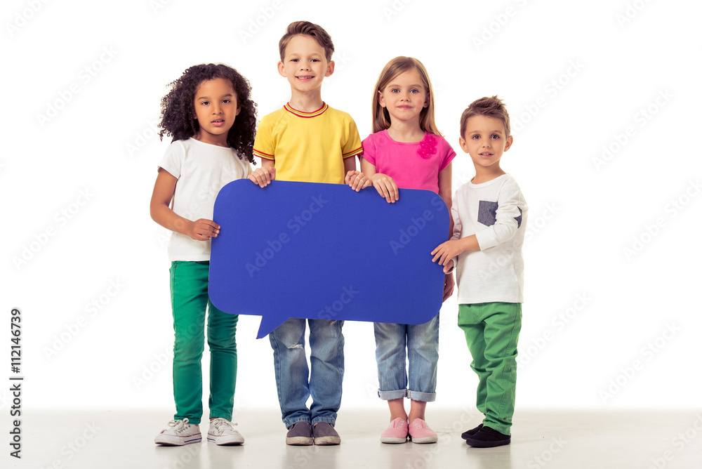 Cute children with speech bubble