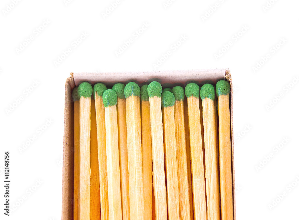 Open box with matches on the isolated background