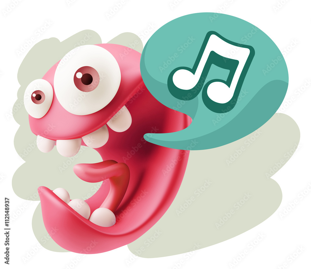 3d Rendering Smile Character Emoticon Expression saying Music No 3d Rendering Smile Character Emoticon Expression saying Music No