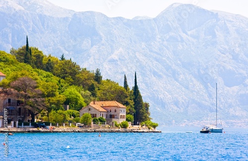 Landscape with mediterranean town - Perast, Kotor bay (Boka Kotorska), Montenegro