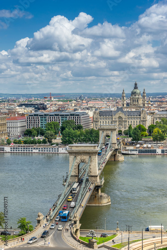 The Chain Bridge across the Danube River in Budapest