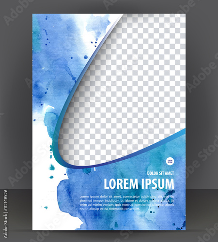 Watercolor magazine, flyer, brochure, cover layout design print template