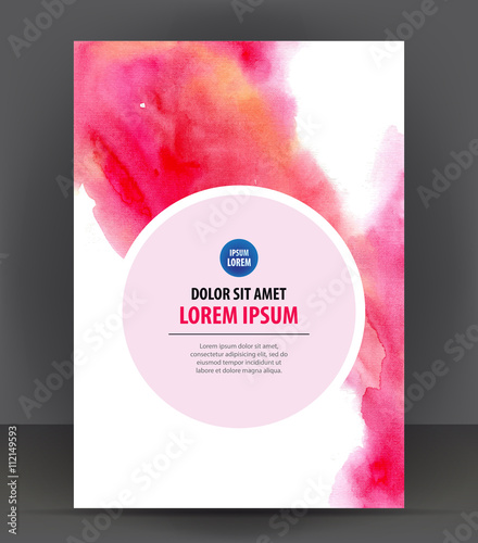 Watercolor magazine, flyer, brochure, cover layout design print template