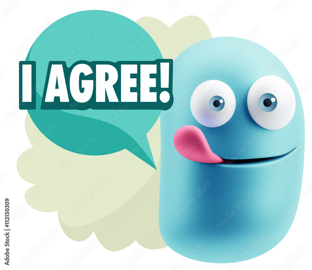 3d Illustration Laughing Character Emoji Expression saying I Agr 3d Illustration Laughing Character Emoji Expression saying I Agr