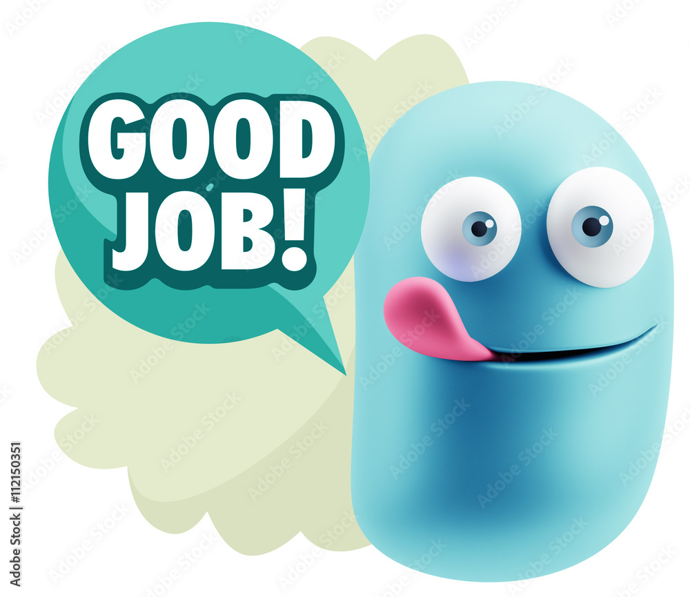 Obraz premium 3d Rendering Smile Character Emoticon Expression saying Good Job