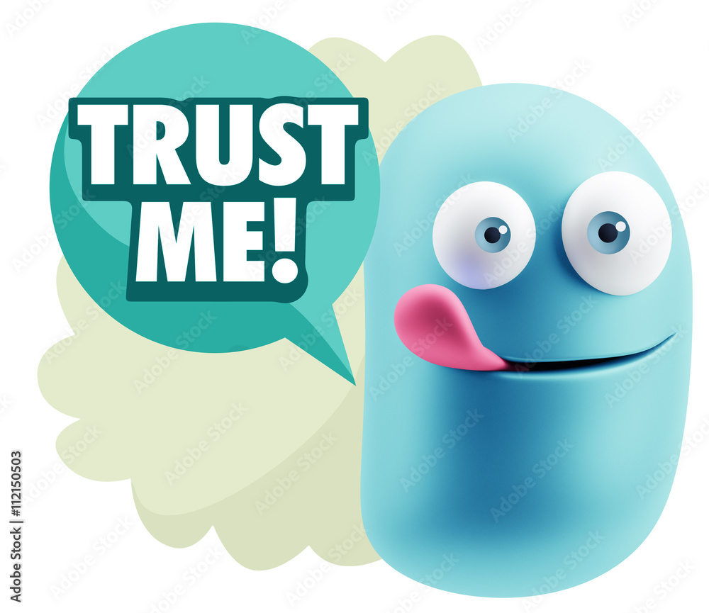 3d Illustration Laughing Character Emoji Expression saying Trust 3d Illustration Laughing Character Emoji Expression saying Trust