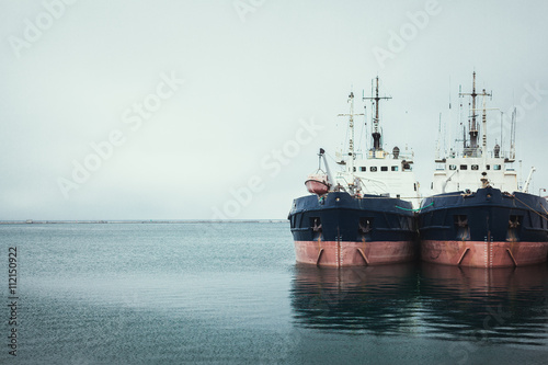 two ship in sea port