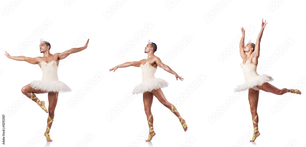 Man in ballet tutu isolated on white Man in ballet tutu isolated on white