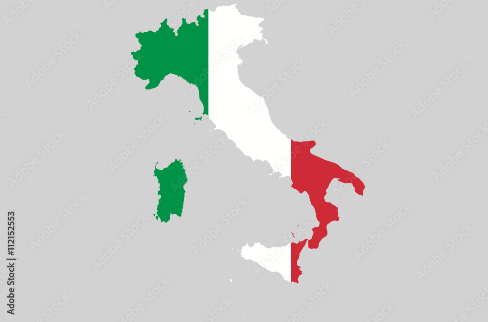 Obraz premium Vector Italian Republic topographic map isolated on grey background. Italy flag country border. Flat style design. Italian republic border contour. Original color flag. G7 G8 member summit participant