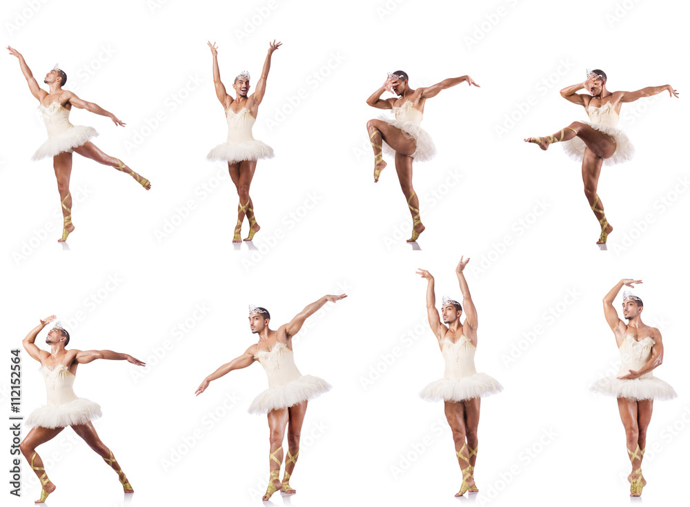 Fototapeta premium Man in ballet tutu isolated on white
