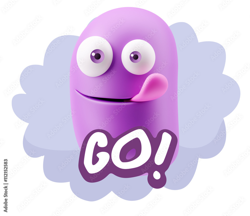 Obraz premium 3d Rendering Smile Character Emoticon Expression saying Go with