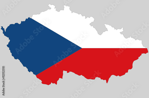 Vector Czech republic topographic map. Czech Republic flag on borders of the country. Flat style design. Czech republic border contour. Original color flag. Vector graphic design clip art illustration
