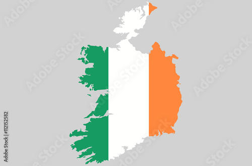 Vector Ireland topographic map. Ireland flag on borders of the country. Flat style design. Irish border contour. Original color flag. Vector graphic design element clip art illustration
