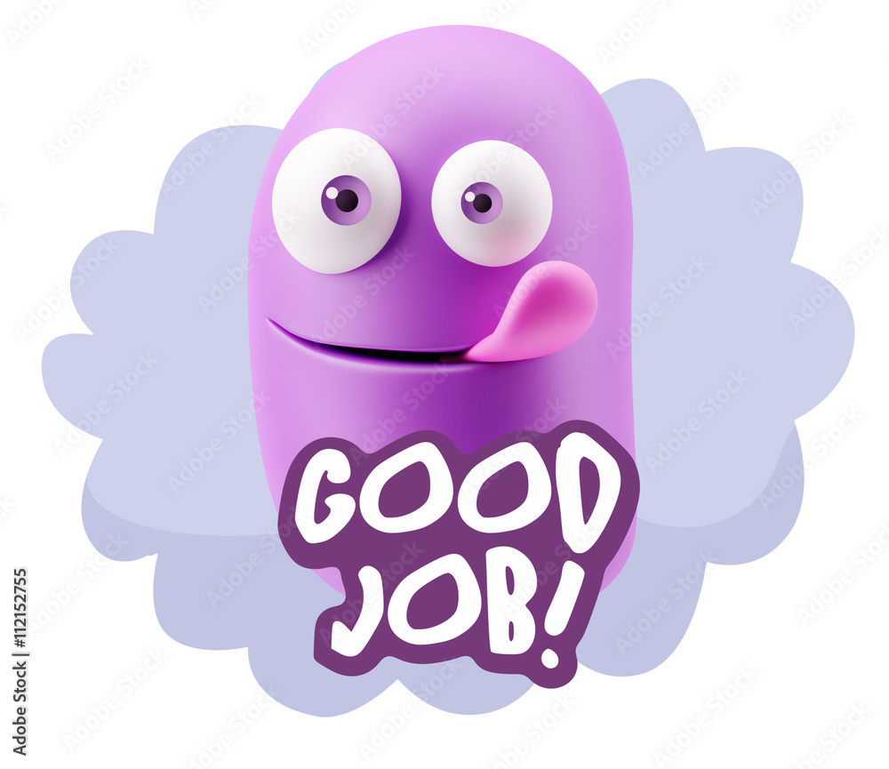 3d Rendering Smile Character Emoticon Expression saying Good Job 3d Rendering Smile Character Emoticon Expression saying Good Job