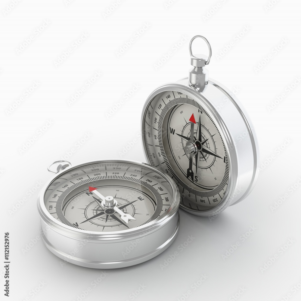 Compass isolated on white background with shadow Compass isolated on white background with shadow
