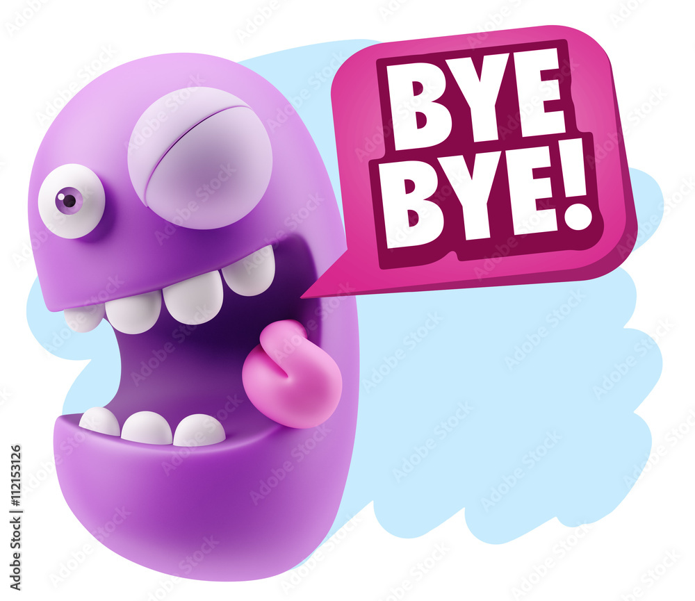 3d Rendering Smile Character Emoticon Expression saying Bye Bye 3d Rendering Smile Character Emoticon Expression saying Bye Bye
