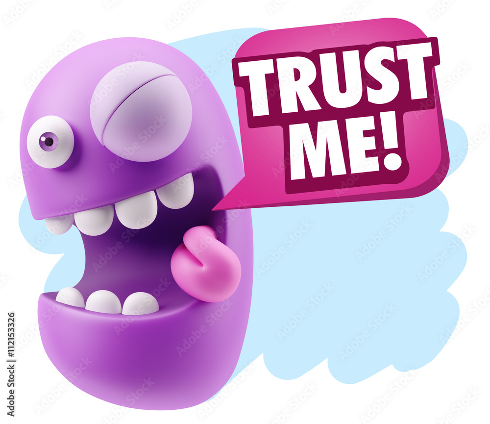 3d Illustration Laughing Character Emoji Expression saying Trust 3d Illustration Laughing Character Emoji Expression saying Trust