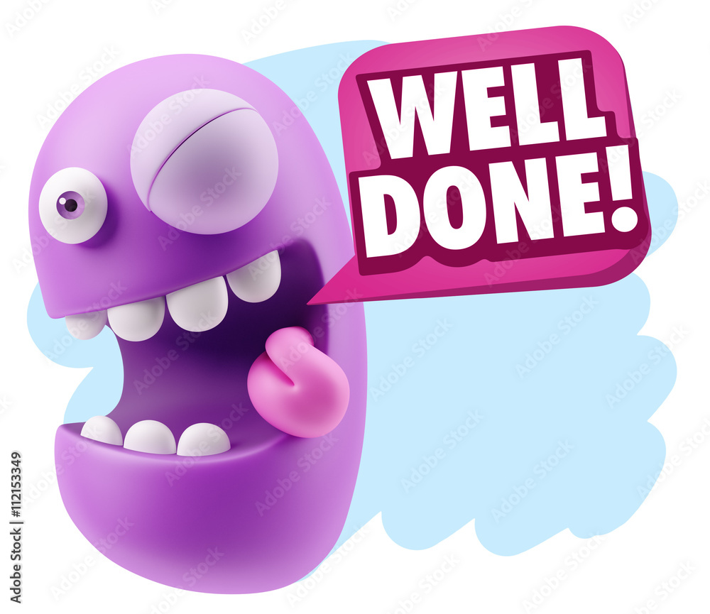 3d Rendering Smile Character Emoticon Expression saying Well Don 3d Rendering Smile Character Emoticon Expression saying Well Don