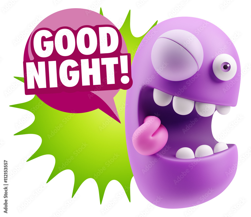 3d Rendering Smile Character Emoticon Expression saying Good Nig 3d Rendering Smile Character Emoticon Expression saying Good Nig