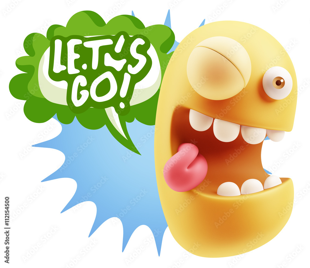 3d Rendering Smile Character Emoticon Expression saying Let'S Go 3d Rendering Smile Character Emoticon Expression saying Let'S Go