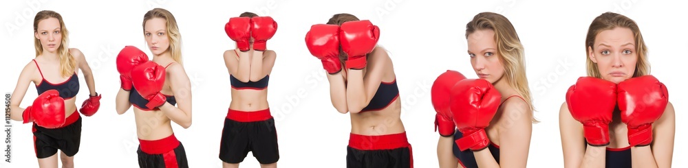 Woman boxer on white background Woman boxer on white background