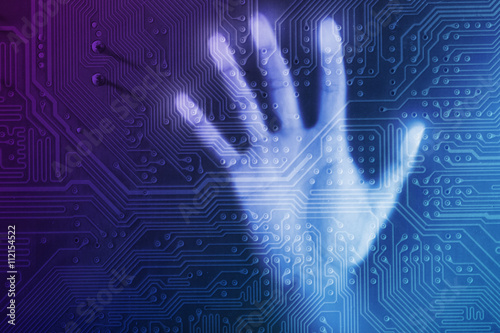 Fototapeta Future technology concept integrates electronics and bio-technologies