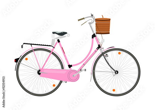 Cartoon retro bicycle on a white background. Flat vector
