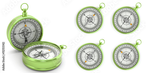 Compass isolated on white background with shadow