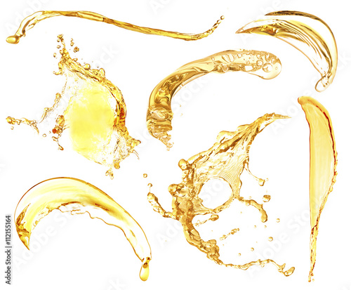 Set of beer or wine splashes, isolated on white