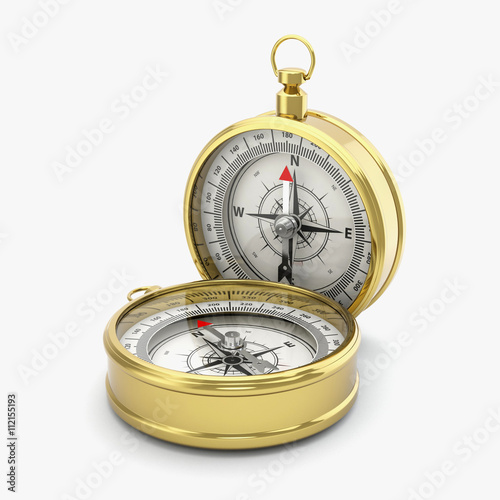 Compass isolated on white background with shadow