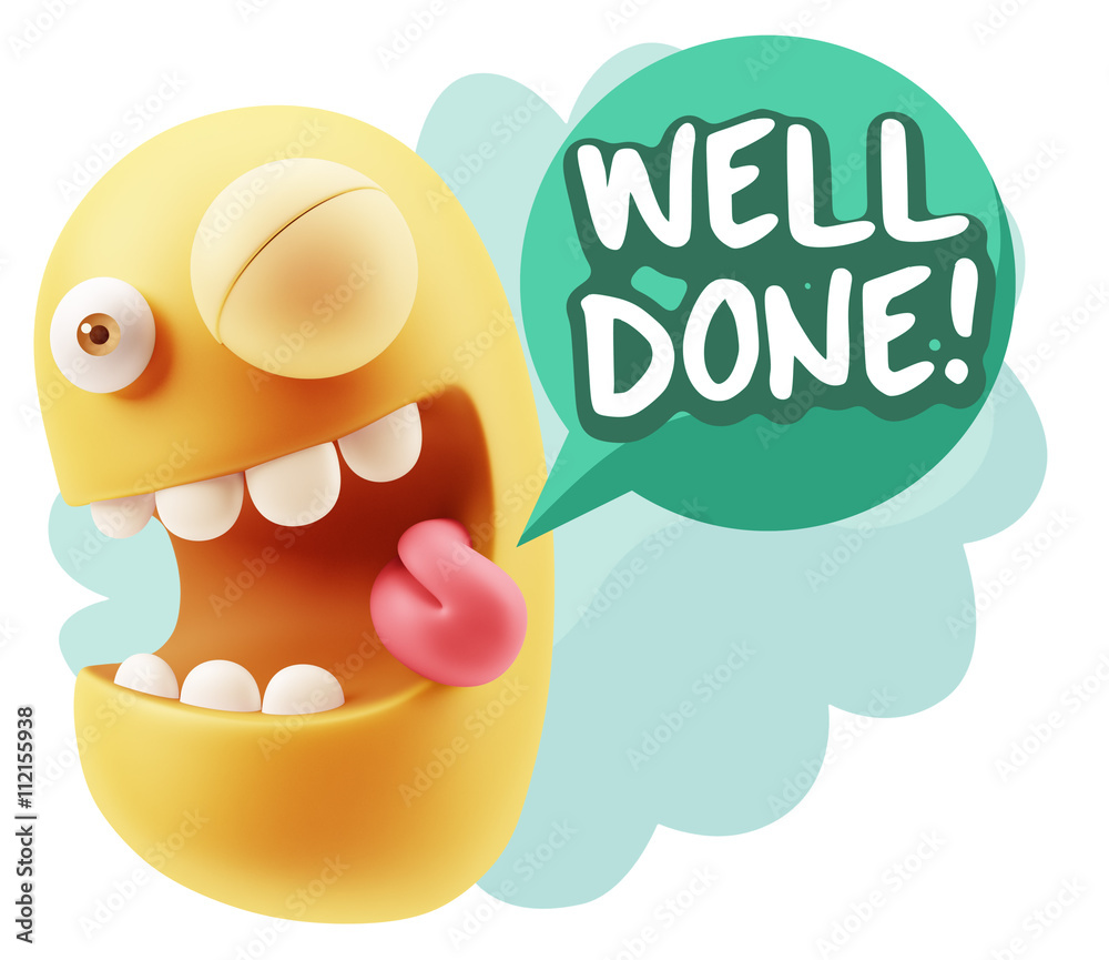 3d Rendering Smile Character Emoticon Expression saying Well Don 3d Rendering Smile Character Emoticon Expression saying Well Don