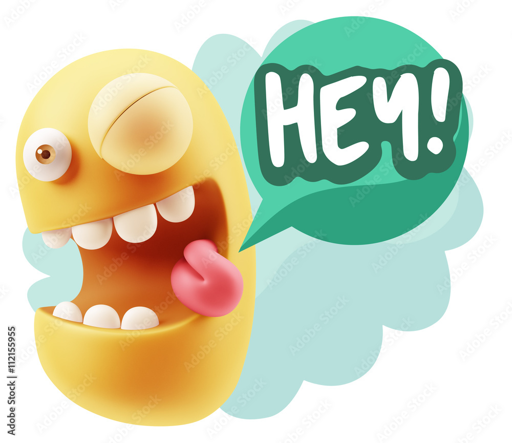 3d Illustration Laughing Character Emoji Expression saying Hey w 3d Illustration Laughing Character Emoji Expression saying Hey w