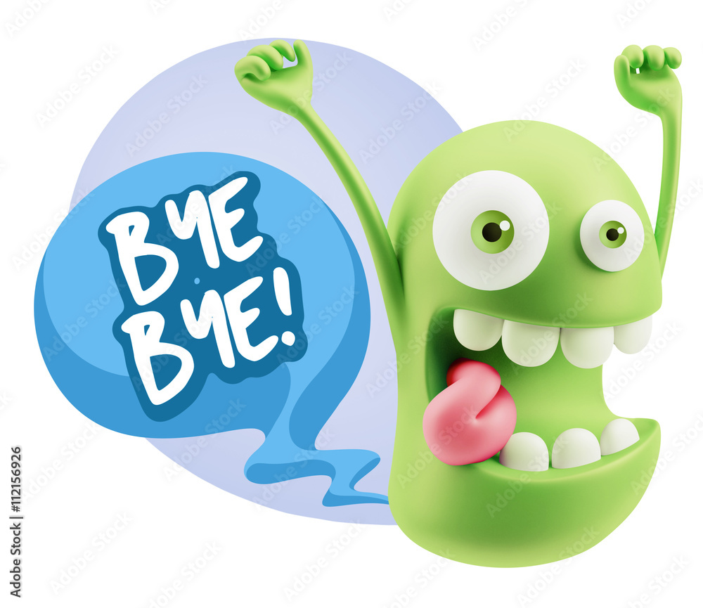 3d Rendering Smile Character Emoticon Expression saying Bye Bye 3d Rendering Smile Character Emoticon Expression saying Bye Bye