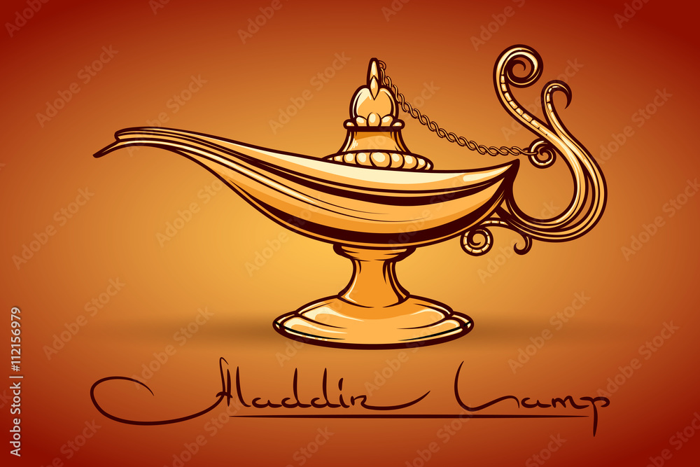 Aladdin Magic Lamp or Genie Lamp vector illustration Stock-Vektorgrafik |  Adobe Stock