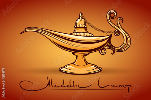 Aladdin Magic Lamp or Genie Lamp vector illustration