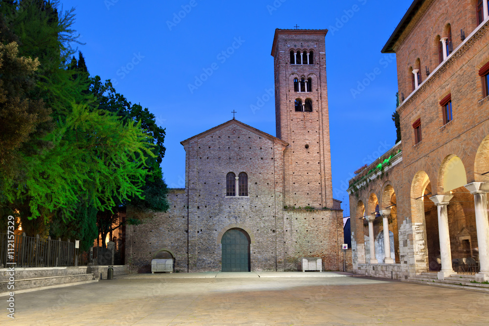 Basilica of Saint Francis in the evening, Ravenna, Emilia-Romagna, Italy