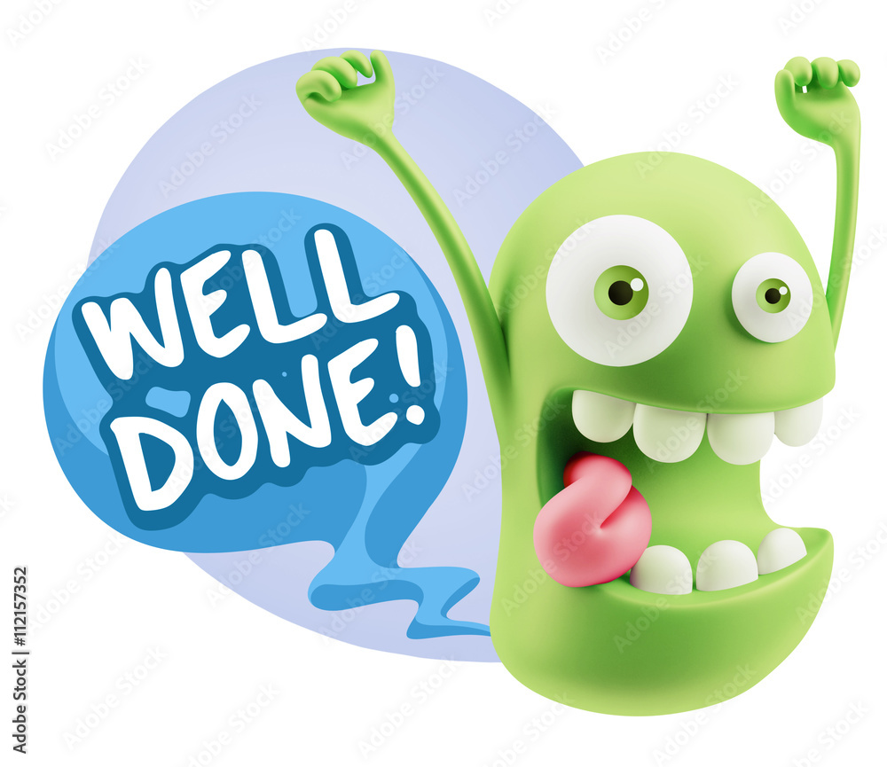 3d Rendering Smile Character Emoticon Expression saying Well Don 3d Rendering Smile Character Emoticon Expression saying Well Don