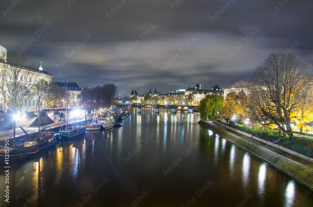 Nightview of Seine river in paris