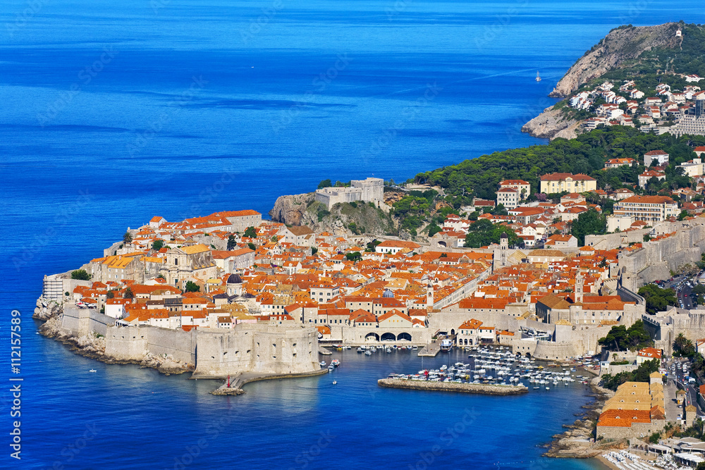 Croatia. South Dalmatia. General view of Dubrovnik - the old walled city (it is on UNESCO World Heritage List since 1979)
