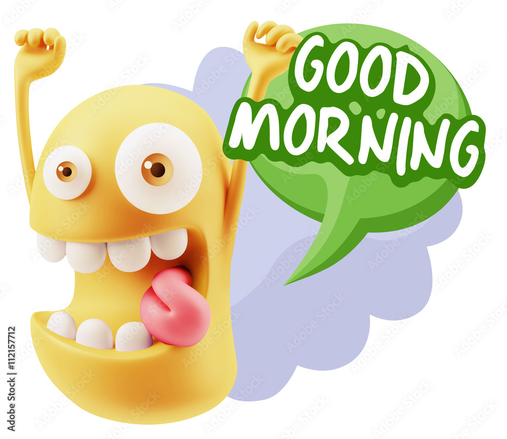3d Rendering Smile Character Emoticon Expression saying Good Mor 3d Rendering Smile Character Emoticon Expression saying Good Mor
