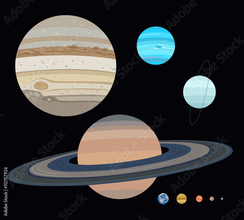 Planets set: jupiter, saturn, neptune, uranus, mercury, venus, earth, mars, pluto. List of Solar System objects by size.