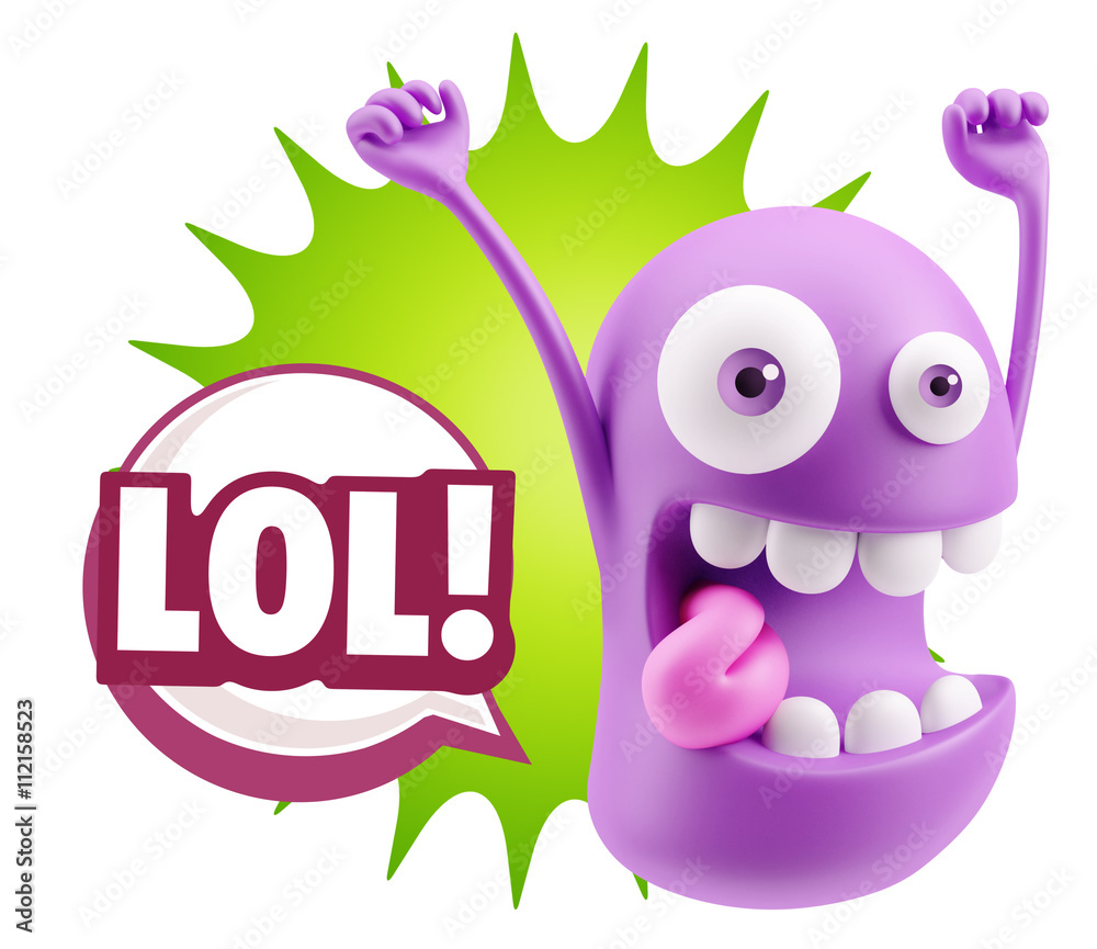 3d Illustration Laughing Character Emoji Expression saying Lol w