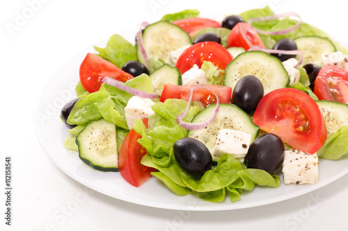 fresh vegetable salad with feta,olive and tomato