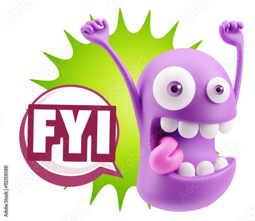 Photos 3d Illustration Laughing Character Emoji Expression saying FYI w